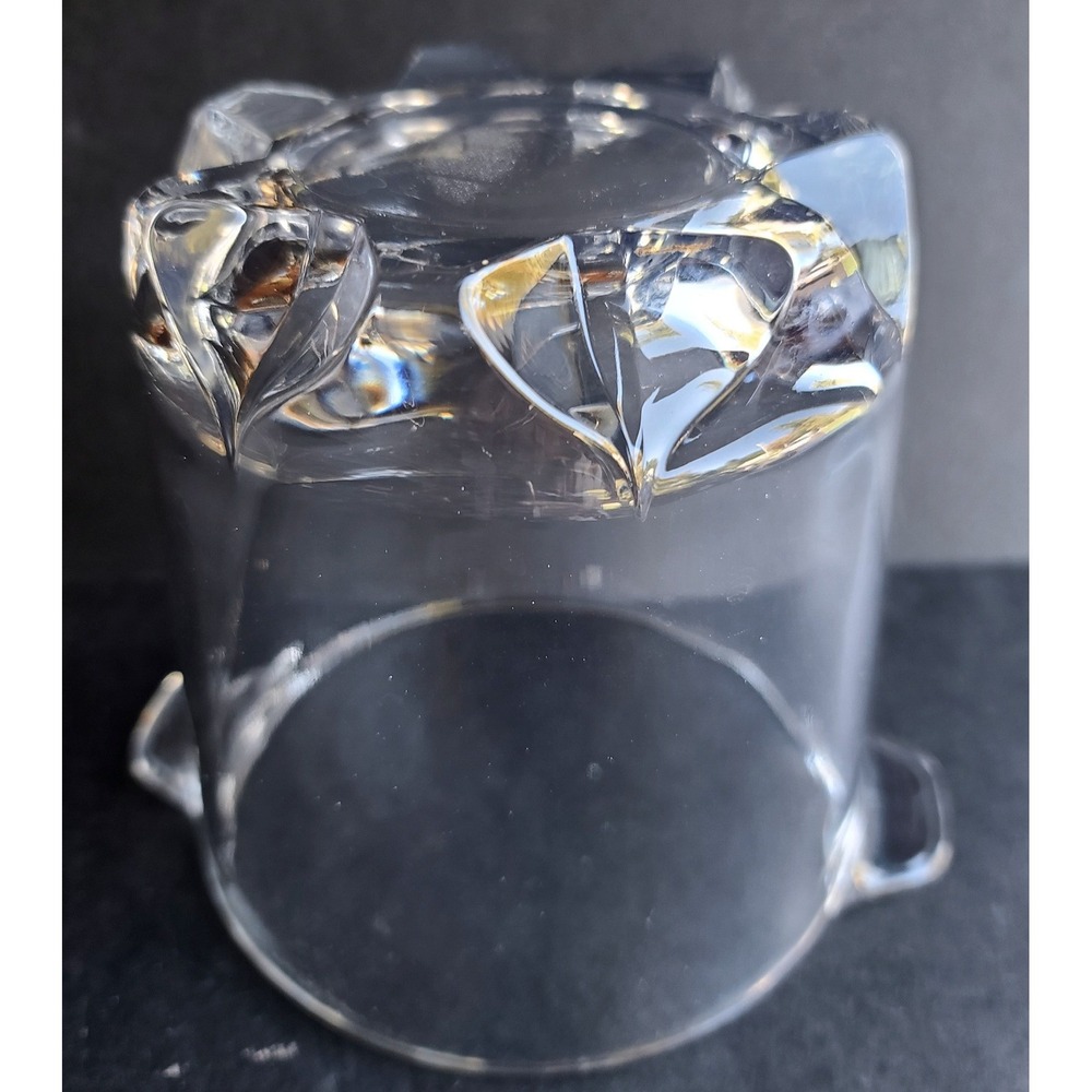 Vintage Made in Italy 1960's Clear Glass Ice Bucket Faceted Base Tab Handles - Picture 4 of 9